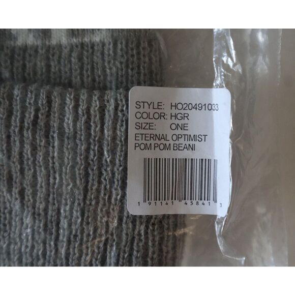 Spiritual Gangster Unisex O/S Gray Heather Eternal Optimist Pom Pom Beanie Hat - Picture 4 of 6